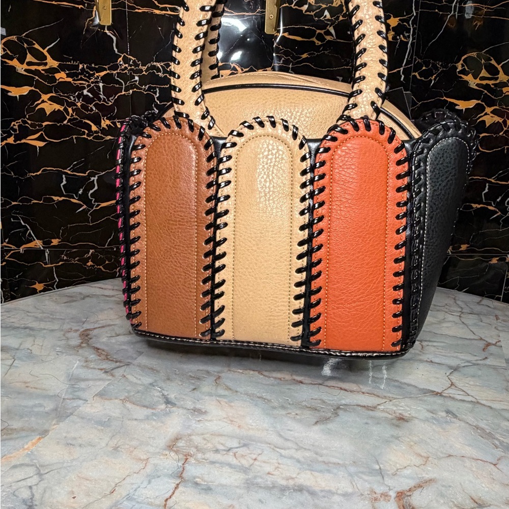 Stylish Multicolor Leather Tote Bag - Picture 1 of 2